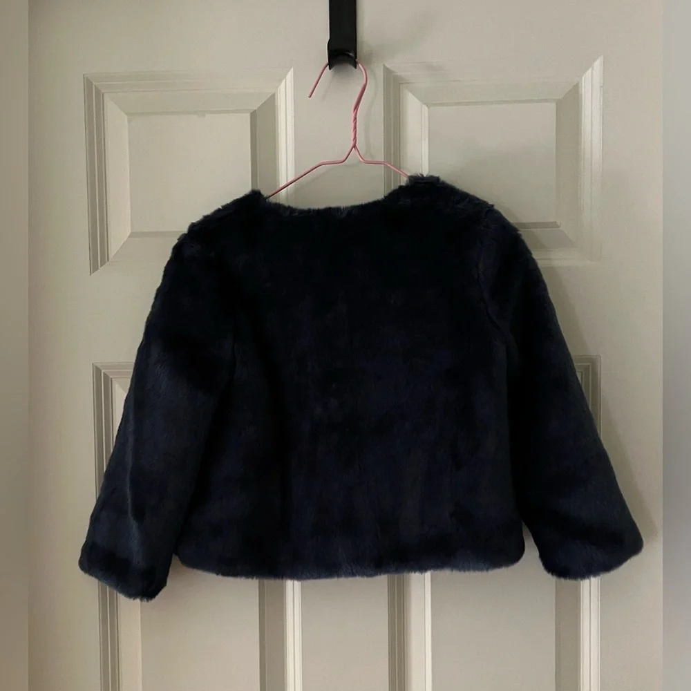 Girl’s Cherokee Navy Faux fur jacket w/hook closure lined Holiday Formal coat 4T